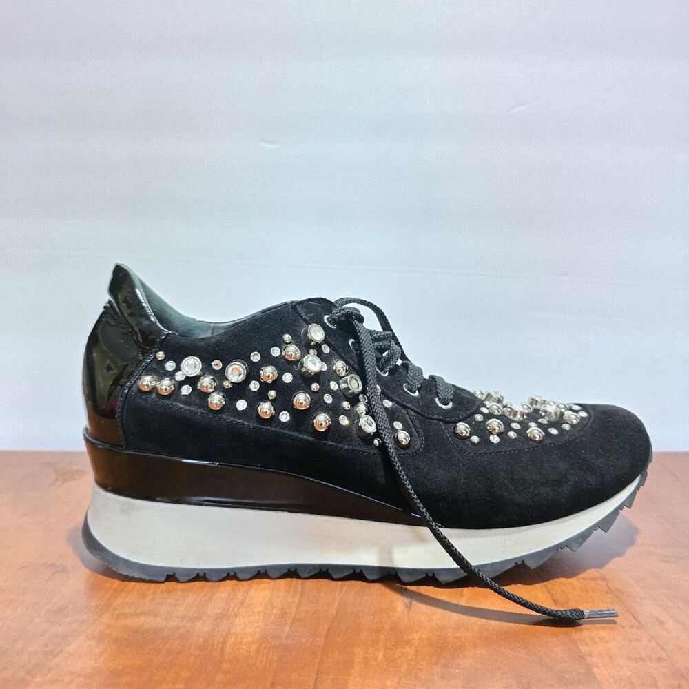Tiziano Zorzan by Loriblu Low Top Hidden Wedge Embellished Lace Up Sneakers 38